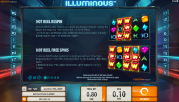 Illuminous Slot – Paytable 1